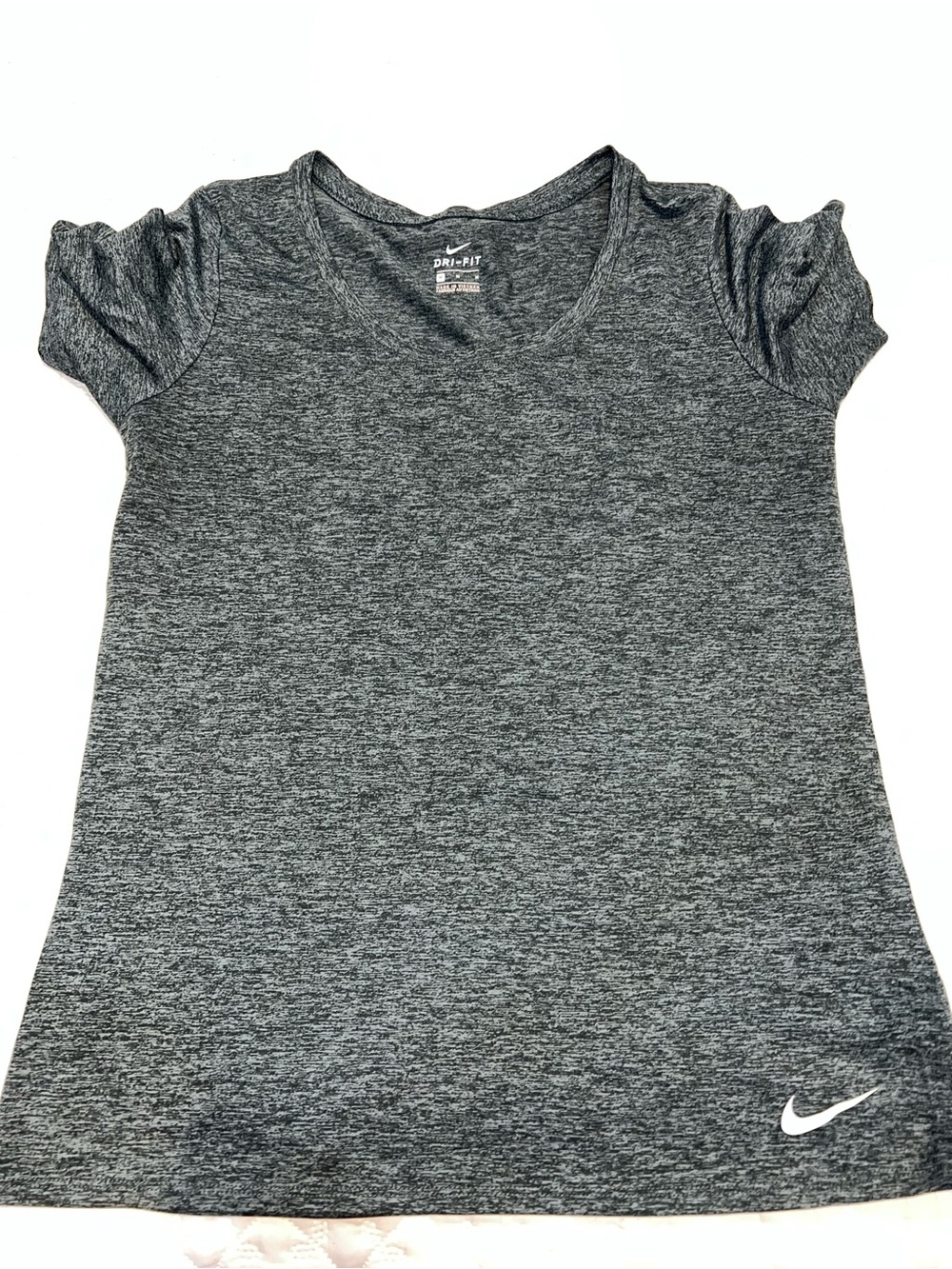 Nike Heathered Charcoal Gray Dri-FIT V-Neck Tee